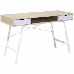 Moderna scrivania in legno chiaro con due cassetti . Questa scrivania da ufficio sarà la tua collega preferita. Ha comodi cas ...