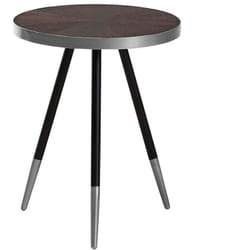 Beliani - Tavolino Tondo da Salotto Effetto Legno Base Treppiede Nero e Argento Ramona