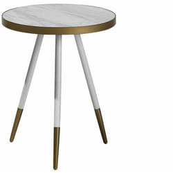 Beliani - Tavolino Tondo da Salotto Effetto Marmo Base Treppiede Bianco e Oro Ramona