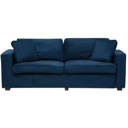 Divano in Velluto Blu Navy a 3 Posti Retrò con Cuscini Decorativi Falun