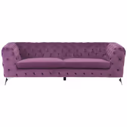Elegante divano dal design inglese in morbido tessuto viola. Questo divano a 3 posti dona comfort e un tocco senza tempo a un ...