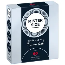 Mister Size 3 pz - Profilattici su Misura 60 mm