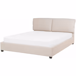 Moderno letto matrimoniale beige, 160 x 200 cm. Rendi la tua camera da letto un nido accogliente con questo letto con rete a  ...