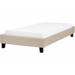 Letto imbottito tessuto beige senza testiera rete a doghe 90 x 200 cm Roanne