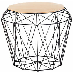 Beliani - Tavolino Laterale Legno Chiaro Base in Metallo Nero Piano SmontabileElida