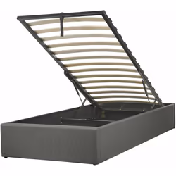 Struttura letto rivestita in tessuto con un pattern simile al lino con contenitore e rete a doghe. Porta l'eleganza in camera ...