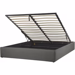 Struttura letto rivestita in tessuto con un pattern simile al lino con contenitore e rete a doghe. Porta l'eleganza in camera ...