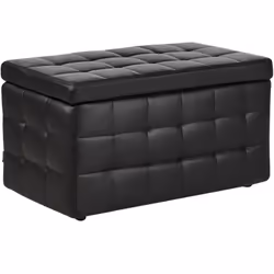 Elegante ottomano in pelle nera con contenitore. Perfetto mix tra eleganza e funzionalità, questa ottomana diventerà senza du ...