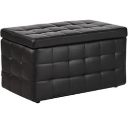 Pouf Cassapanca Imbottito in Ecopelle Nera Stile Chesterfield Michigan