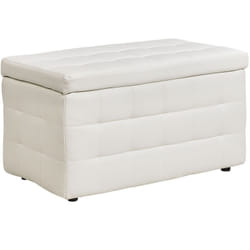 Pouf Cassapanca Imbottito in Ecopelle Bianca Stile Chesterfield Michigan
