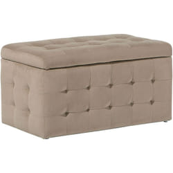 Pouf Cassapanca Imbottito in Velluto Marrone Chiaro Stile Chesterfield Michigan