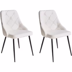 Set di 2 sedie trapuntate con bottoncini. Pratico set di due lussuose sedie da pranzo dal design moderno. Le gambe snelle e l ...