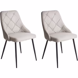 Set di 2 sedie trapuntate con bottoncini. Pratico set di due lussuose sedie da pranzo dal design moderno. Le gambe sottili e  ...