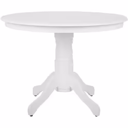 Classico tavolo tondo dal design elegante. Questo tavolo dal design lineare crea un'atmosfera accogliente in ogni sala da pra ...