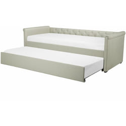 Divano Letto Estraibile in Tessuto Beige con Rete a Doghe 90 x 200 cm Libourne