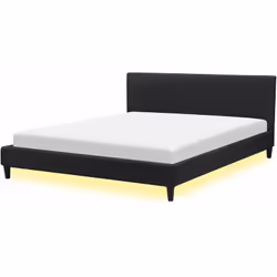 Moderno letto in rivestimento con un pattern simile al lino rimovibile con illuminazione LED. Questo letto con rete a doghe è ...