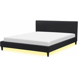 Letto sfoderabile nero con illuminazione led 180 x 200 cm Fitou