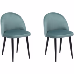 Set di 2 sedie rivestite con gambe in metallo. Pratico set di due sedie che si adatteranno a ogni sala da pranzo, cucina o so ...