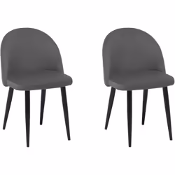 Set di 2 sedie rivestite con gambe in metallo. Pratico set di due sedie che si adatteranno a ogni sala da pranzo, cucina o so ...
