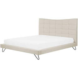 Letto matrimoniale Beige in tessuto di poliestere a Doghe Trapuntatura a Bottoni 160 x 200 cm Lannion