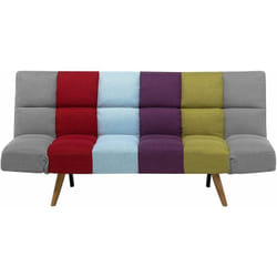 Divano Letto Tessuto Patchwork Multicolore a 3 Posti Soggiorno Moderno Ingaro