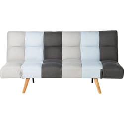 Beliani - Divano Letto Tessuto Patchwork Grigio Blu a 3 Posti Soggiorno Moderno Ingaro