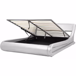 Elegante letto imbottito in ecopelle con contenitore color argento 180x200. Porta il lusso in camera da letto con questo lett ...
