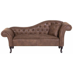 Beliani - Chaise Longue Versione Destra Ecopelle Marrone Chiaro Stile Chesterfield Lattes