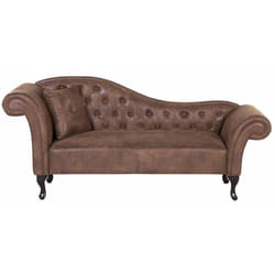 Beliani - Chaise Longue Versione Sinistra Ecopelle Marrone Chiaro Stile Chesterfield Lattes