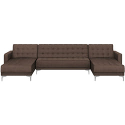 Beliani - Divano Letto Modulare ad u a 5 Posti in Tessuto Marrone Moderno Aberdeen