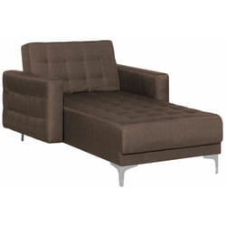 Beliani - Chaise Lounge Reclinabile in Tessuto Marrone Trapuntata Piedini Argento Aberdeen