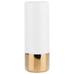 Beliani - Vaso da Fiori in ceramica Bianca e Oro Forma Cilindrica 36 cm Gelida