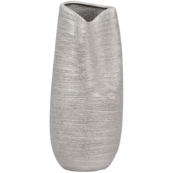 Beliani - Vaso Decorativo in gres porcellanato Argentata Forma Irregolare 12 x 32 cm