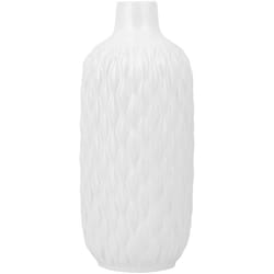 Beliani - Vaso Decorativo Alto in gres porcellanato Bianca a Forma di Bottiglia 14 x 31 cm Emar