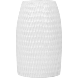 Beliani - Vaso Decorativo Ovale in gres porcellanato Bianca 14 x 25 cm Linzi