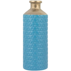 Beliani - Vaso Decorativo da Tavolo in gres porcellanato Blu e Oro 14 x 39 cm Arsin