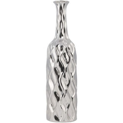 Beliani - Vaso Decorativo a Forma di Bottiglia in gres porcellanato Argento 12 x 45 cm Bassania