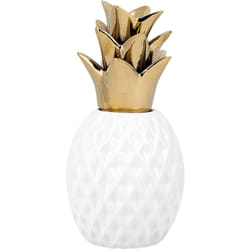 Figura Decorativa a Forma di Ananas in Ceramica Bianca 12 x 23 cm Tyana