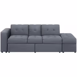 Moderno divano in tessuto grigio scuro con ottomano. Questo divano letto è l'ideale per un soggiorno piccolo o camera da lett ...