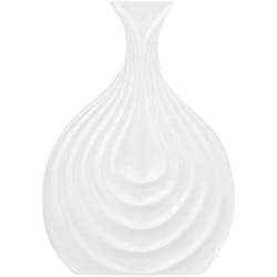 Beliani - Vaso Decorativo Porcellana Bianca Superficie Intagliata Irregolare 25 cm Thapsus