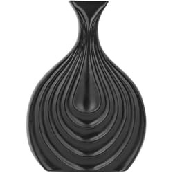 Vaso Decorativo Porcellana Nera Superficie Intagliata Irregolare 25 cm Thapsus