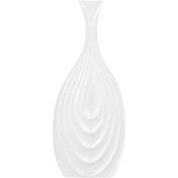 Beliani - Vaso Decorativo Porcellana Bianca Superficie Intagliata Irregolare 39 cm Thapsus