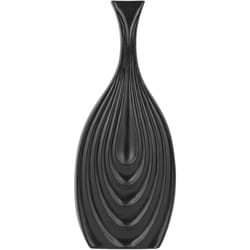 Beliani - Vaso Decorativo Porcellana Nera Superficie Intagliata Irregolare 39 cm Thapsus