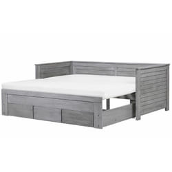 Beliani - Letto Allungabile Legno mdf Grigio 3 Cassetti a Doghe 90/180 x 200 cm Cahors