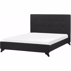 Letto di design moderno rivestito in ciniglia color nero. Rendi la stanza da letto ancora più comoda con questo letto con ret ...