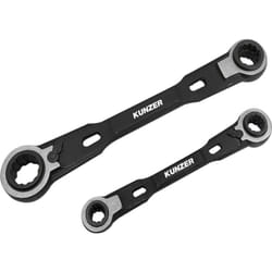 Kunzer - 7RRS02 Kit chiavi poligonali a cricchetto 4 vie Misura (metrica) 8 - 19 mm