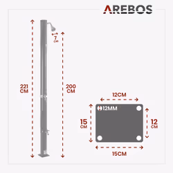 Arebos AR-HE-SD20LF sistema di doccia Nero - Vista aggiuntiva 5