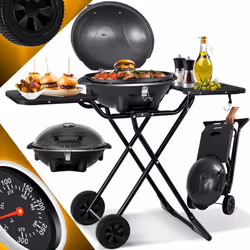 Barbecue elettrico KESSER per grigliate senza fumo, 2 robuste ruote per un facile trasporto, utilizzabile come barbecue indip ...