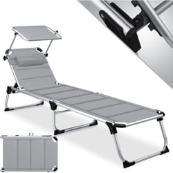 KESSER® Lettino SUN con tetto Lettino da giardino Lettino pieghevole Tettuccio parasole Schienale regolabile ergonomico piano di appoggio imbottito