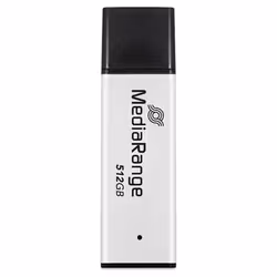 MediaRange MR1904, 512 GB, USB tipo A, 3.2 Gen 1 (3.1 Gen 1), 250 MB/s, Cuffia, Nero, Argento